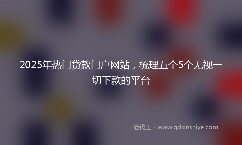 2025年热门贷款门户网站，梳理五个5个无视一切下款的平台