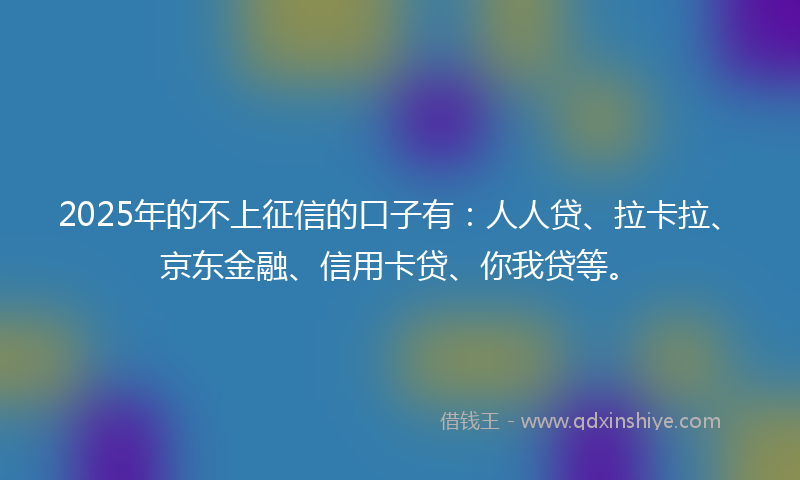2025年的不上征信的口子有：人人贷、拉卡拉、京东金融、信用卡贷、你我贷等。