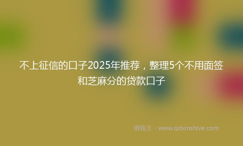 不上征信的口子2025年推荐，整理5个不用面签和芝麻分的贷款口子