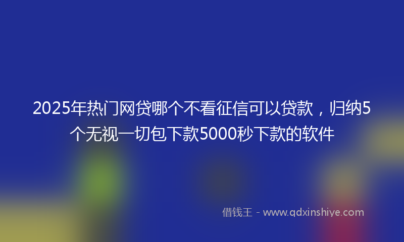 2025年热门网贷哪个不看征信可以贷款，归纳5个无视一切包下款5000秒下款的软件