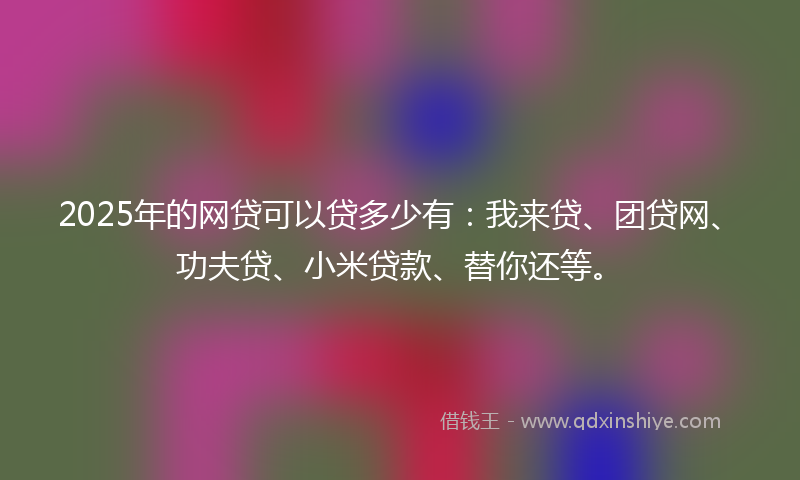2025年的网贷可以贷多少有：我来贷、团贷网、功夫贷、小米贷款、替你还等。