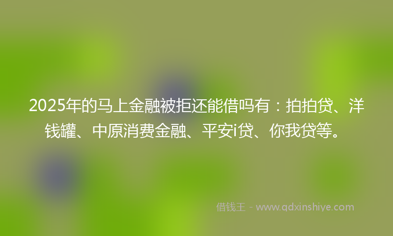 2025年的马上金融被拒还能借吗有：拍拍贷、洋钱罐、中原消费金融、平安i贷、你我贷等。