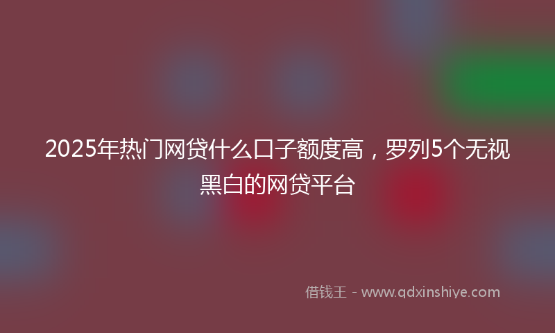 2025年热门网贷什么口子额度高，罗列5个无视黑白的网贷平台