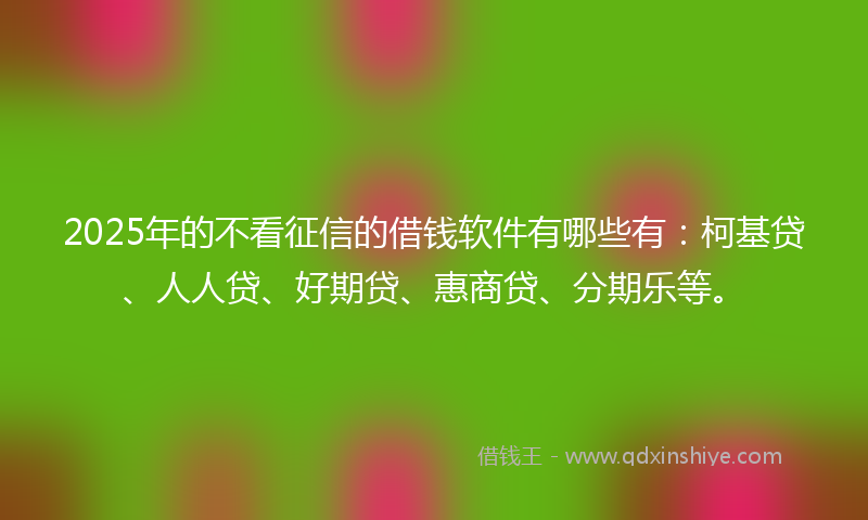2025年的不看征信的借钱软件有哪些有：柯基贷、人人贷、好期贷、惠商贷、分期乐等。