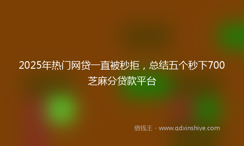 2025年热门网贷一直被秒拒,总结五个秒下700芝麻分贷款平台