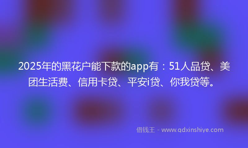 2025年的黑花户能下款的app有：51人品贷、美团生活费、信用卡贷、平安i贷、你我贷等。