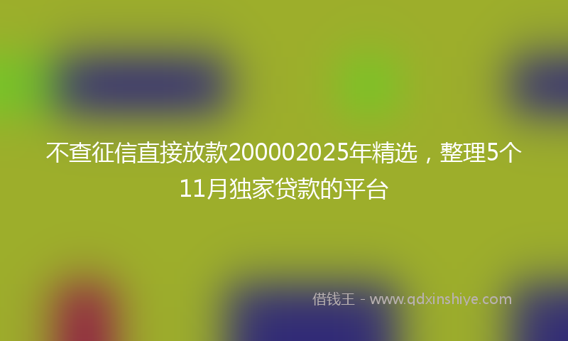 不查征信直接放款200002025年精选，整理5个11月独家贷款的平台