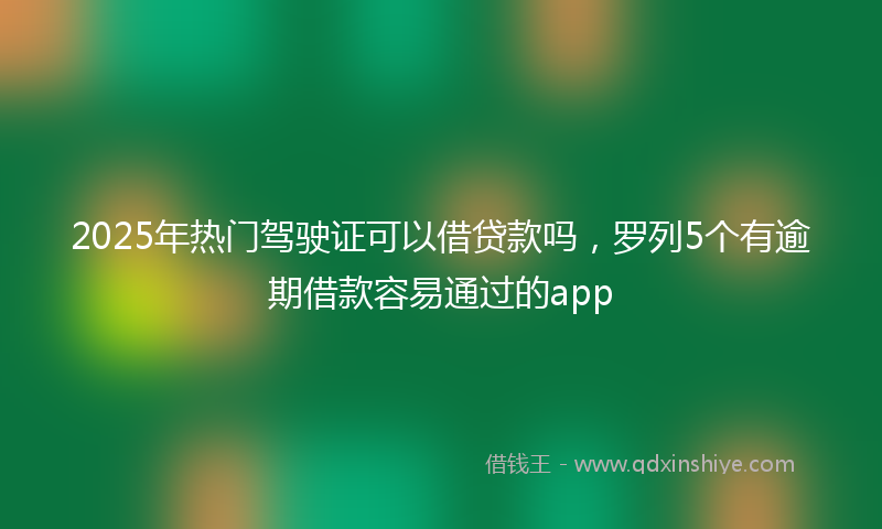 2025年热门驾驶证可以借贷款吗,罗列5个有逾期借款容易通过的app