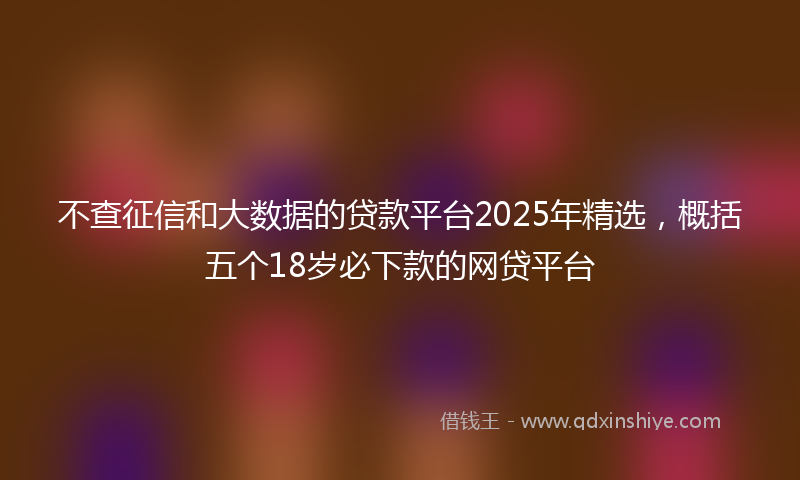 不查征信和大数据的贷款平台2025年精选，概括五个18岁必下款的网贷平台