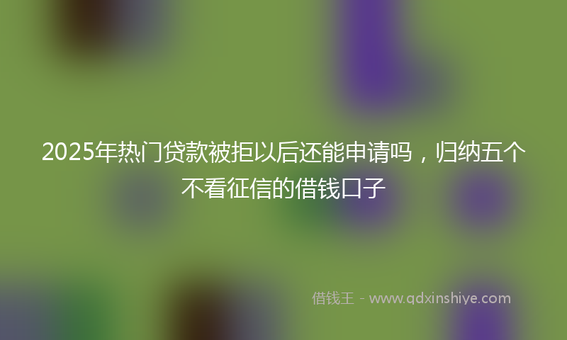 2025年热门贷款被拒以后还能申请吗，归纳五个不看征信的借钱口子