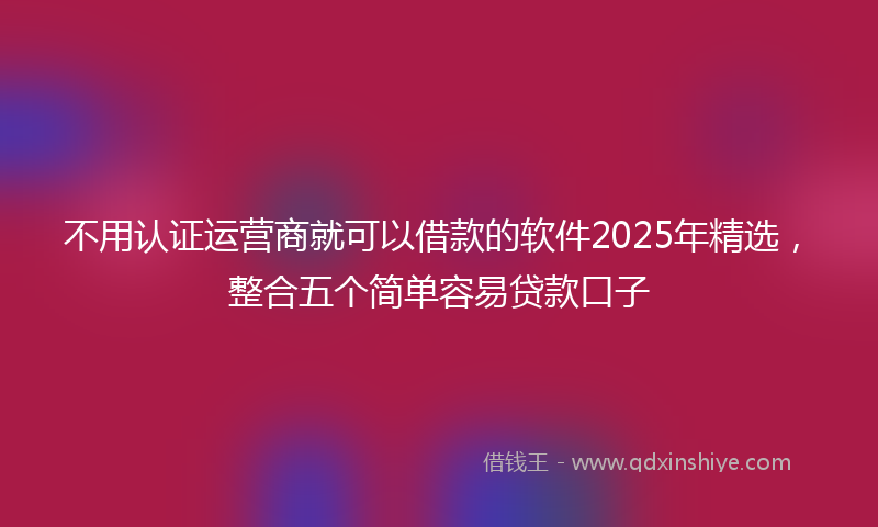 不用认证运营商就可以借款的软件2025年精选，整合五个简单容易贷款口子