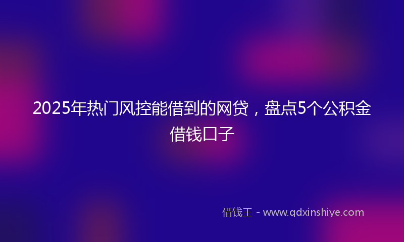 2025年热门风控能借到的网贷，盘点5个公积金借钱口子