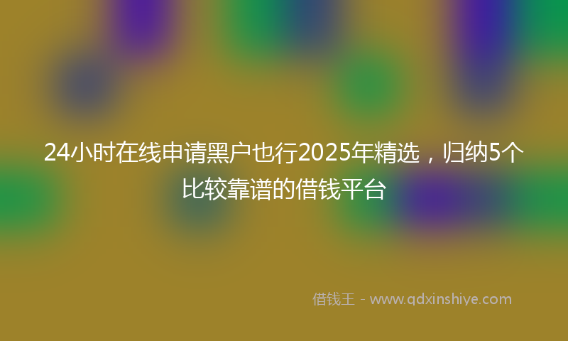 24小时在线申请黑户也行2025年精选，归纳5个比较靠谱的借钱平台
