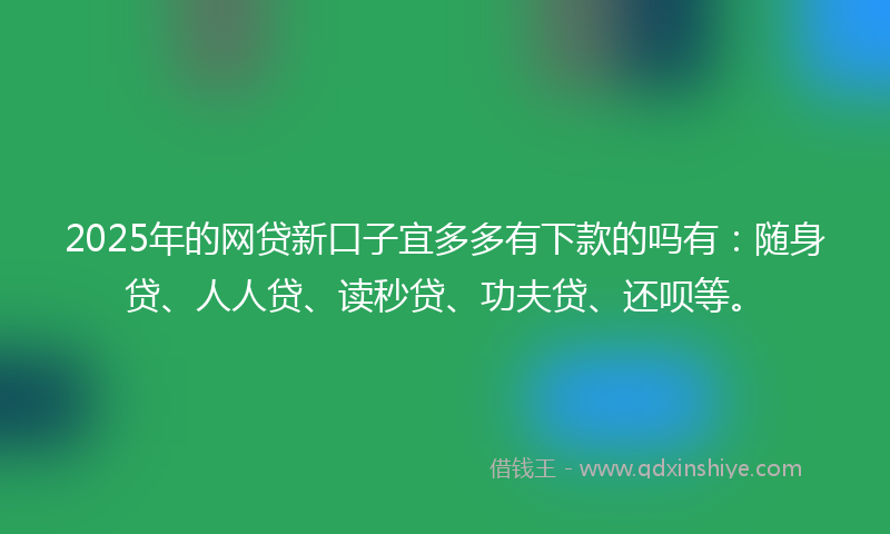 2025年的网贷新口子宜多多有下款的吗有：随身贷、人人贷、读秒贷、功夫贷、还呗等。