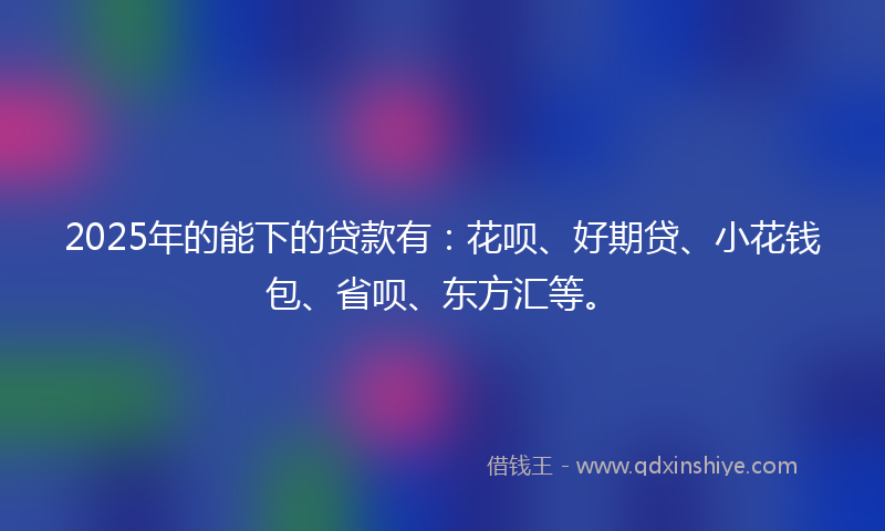 2025年的能下的贷款有：花呗、好期贷、小花钱包、省呗、东方汇等。