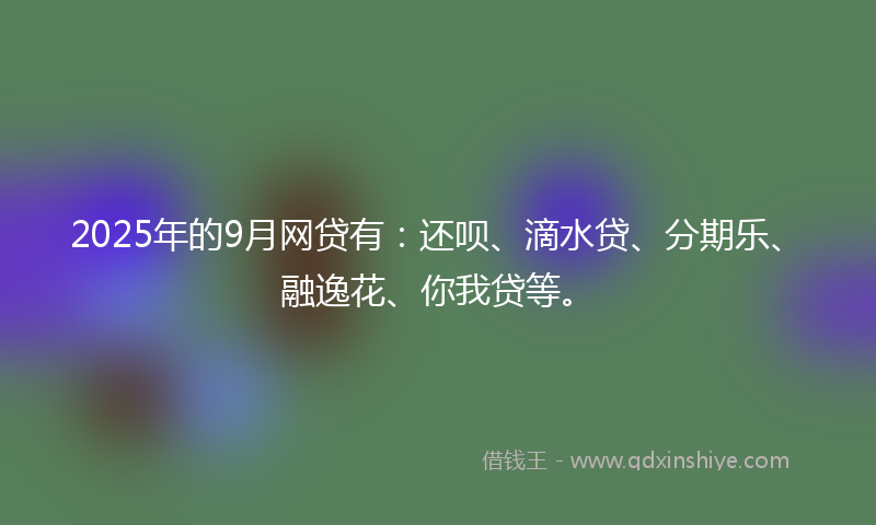 2025年的9月网贷有：还呗、滴水贷、分期乐、融逸花、你我贷等。