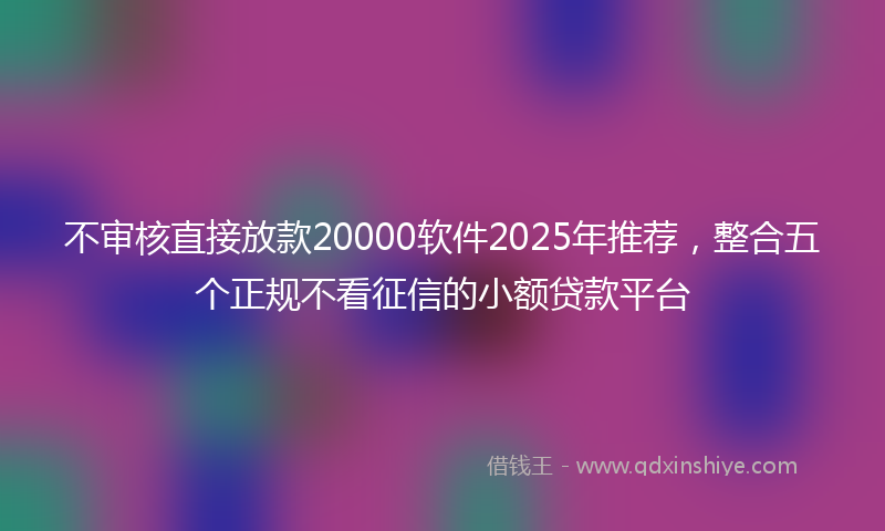 不审核直接放款20000软件2025年推荐，整合五个正规不看征信的小额贷款平台