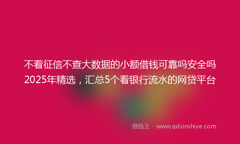 不看征信不查大数据的小额借钱可靠吗安全吗2025年精选，汇总5个看银行流水的网贷平台