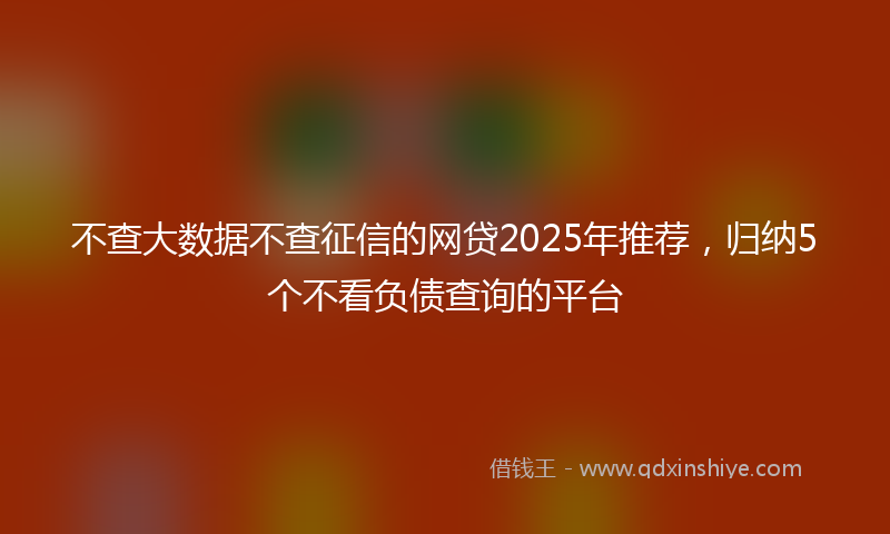 不查大数据不查征信的网贷2025年推荐，归纳5个不看负债查询的平台