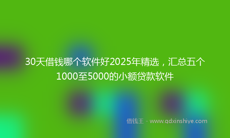 30天借钱哪个软件好2025年精选，汇总五个1000至5000的小额贷款软件
