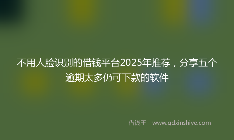 不用人脸识别的借钱平台2025年推荐，分享五个逾期太多仍可下款的软件