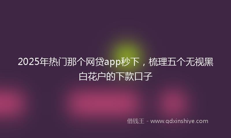 2025年热门那个网贷app秒下，梳理五个无视黑白花户的下款口子