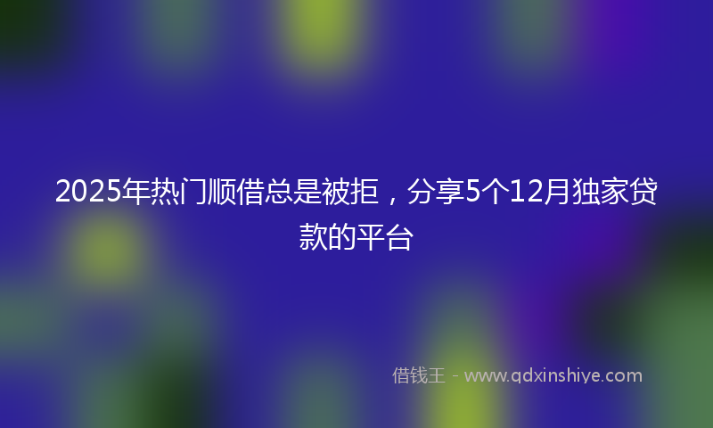 2025年热门顺借总是被拒，分享5个12月独家贷款的平台
