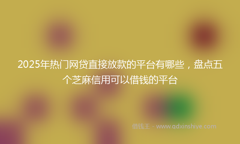 2025年热门网贷直接放款的平台有哪些，盘点五个芝麻信用可以借钱的平台