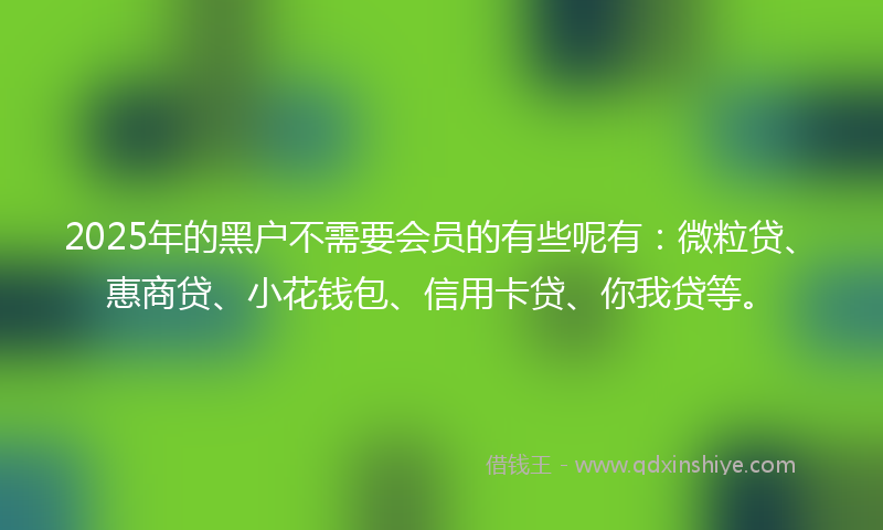 2025年的黑户不需要会员的有些呢有：微粒贷、惠商贷、小花钱包、信用卡贷、你我贷等。