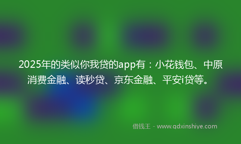 2025年的类似你我贷的app有：小花钱包、中原消费金融、读秒贷、京东金融、平安i贷等。