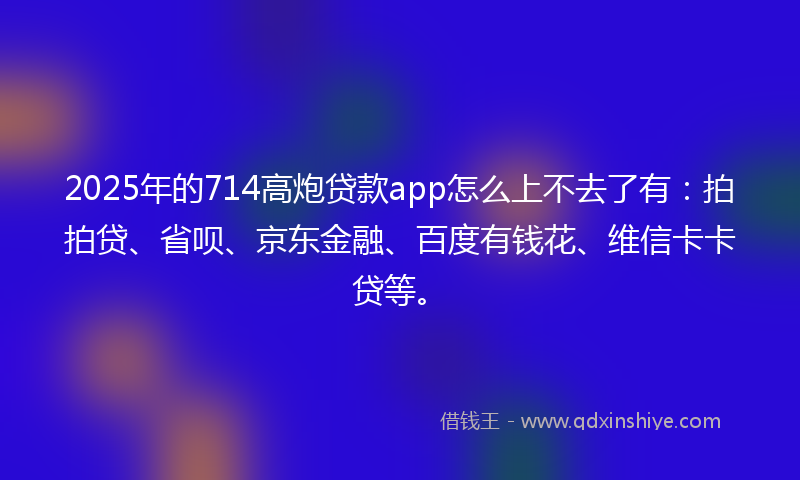 2025年的714高炮贷款app怎么上不去了有：拍拍贷、省呗、京东金融、百度有钱花、维信卡卡贷等。