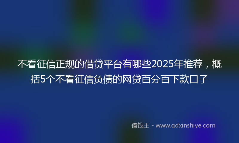 不看征信正规的借贷平台有哪些2025年推荐,概括5个不看征信负债的网贷百分百下款口子
