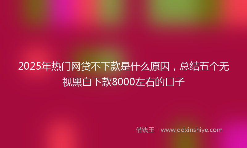 2025年热门网贷不下款是什么原因,总结五个无视黑白下款8000左右的口子