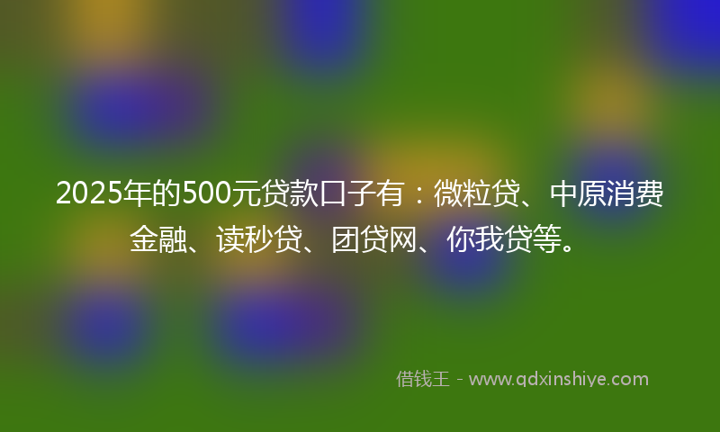 2025年的500元贷款口子有：微粒贷、中原消费金融、读秒贷、团贷网、你我贷等。