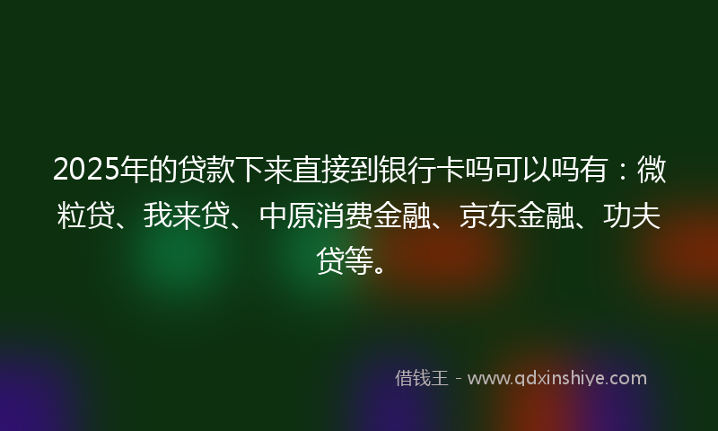 2025年的贷款下来直接到银行卡吗可以吗有：微粒贷、我来贷、中原消费金融、京东金融、功夫贷等。