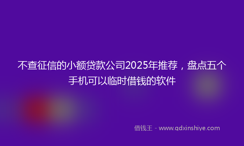 不查征信的小额贷款公司2025年推荐，盘点五个手机可以临时借钱的软件