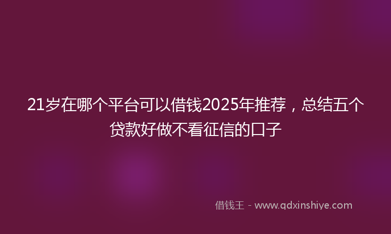 21岁在哪个平台可以借钱2025年推荐，总结五个贷款好做不看征信的口子