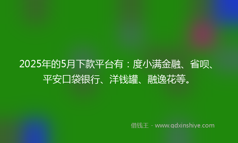 2025年的5月下款平台有：度小满金融、省呗、平安口袋银行、洋钱罐、融逸花等。