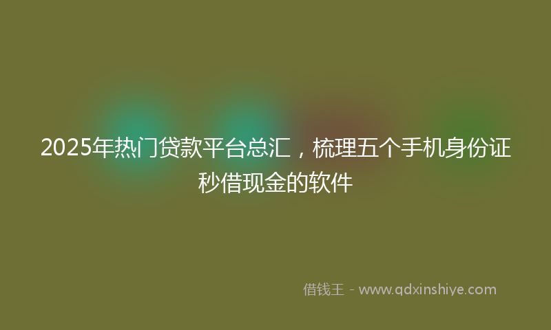 2025年热门贷款平台总汇，梳理五个手机身份证秒借现金的软件