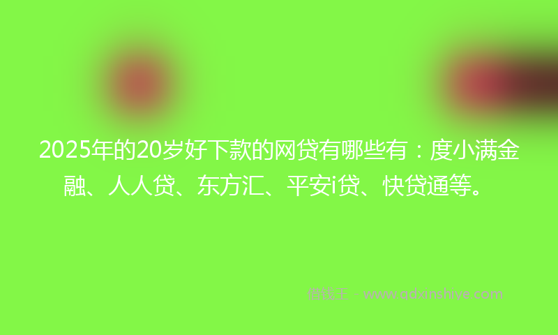 2025年的20岁好下款的网贷有哪些有：度小满金融、人人贷、东方汇、平安i贷、快贷通等。