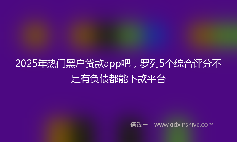 2025年热门黑户贷款app吧，罗列5个综合评分不足有负债都能下款平台