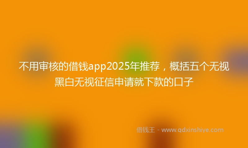 不用审核的借钱app2025年推荐，概括五个无视黑白无视征信申请就下款的口子