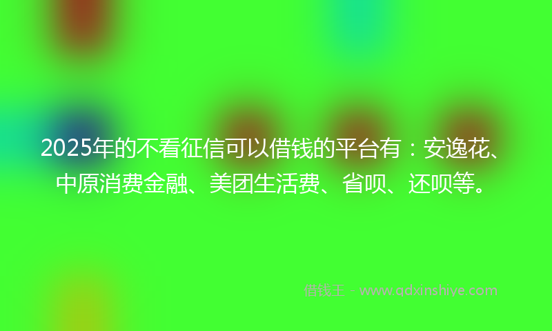 2025年的不看征信可以借钱的平台有：安逸花、中原消费金融、美团生活费、省呗、还呗等。