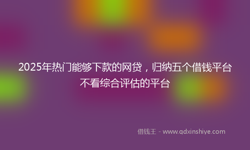 2025年热门能够下款的网贷，归纳五个借钱平台不看综合评估的平台