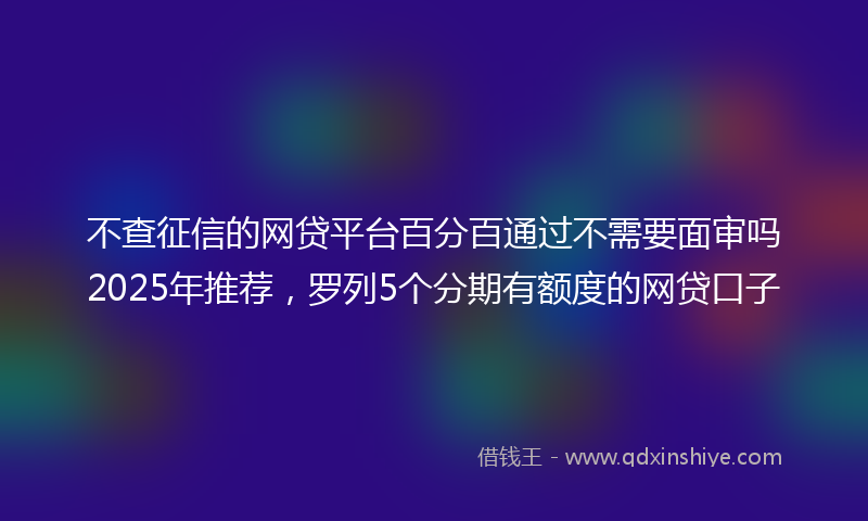 不查征信的网贷平台百分百通过不需要面审吗2025年推荐，罗列5个分期有额度的网贷口子