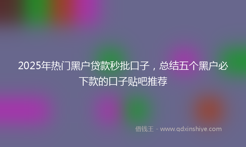 2025年热门黑户贷款秒批口子，总结五个黑户必下款的口子贴吧推荐
