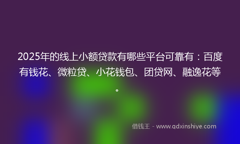 2025年的线上小额贷款有哪些平台可靠有：百度有钱花、微粒贷、小花钱包、团贷网、融逸花等。