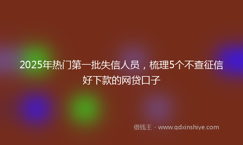 2025年热门第一批失信人员，梳理5个不查征信好下款的网贷口子