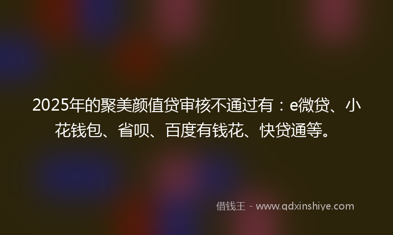 2025年的聚美颜值贷审核不通过有：e微贷、小花钱包、省呗、百度有钱花、快贷通等。