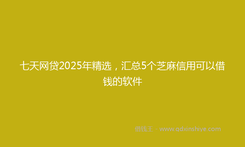 七天网贷2025年精选，汇总5个芝麻信用可以借钱的软件
